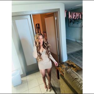 Rhinestone mini nude dress